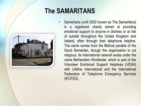 federated charities|facts about the samaritans.